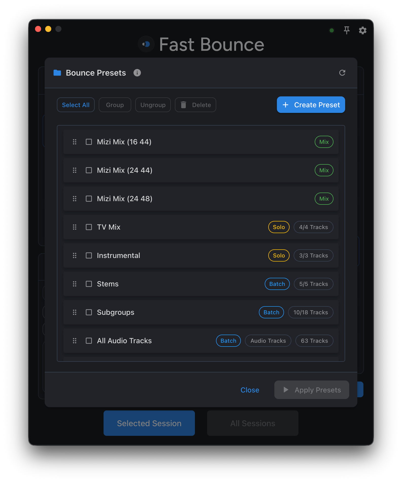Fast Bounce bounce presets