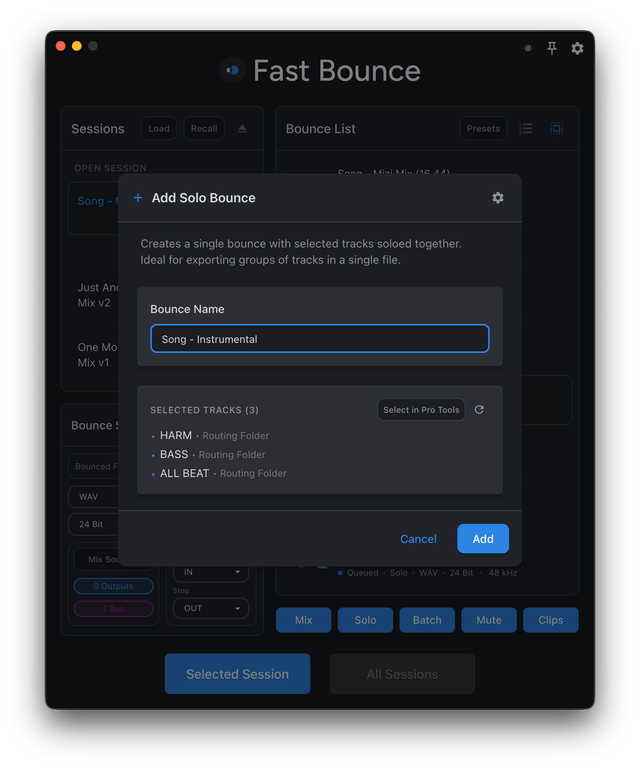 Fast Bounce bounce creation interface